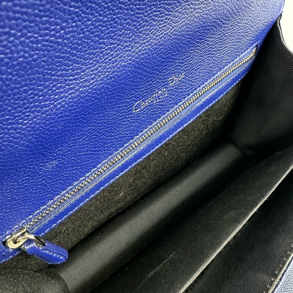 Christian Dior Grained Calfskin Medium Diorama Bag - Royal Blue Silver Hardware - Picture 8 of 12